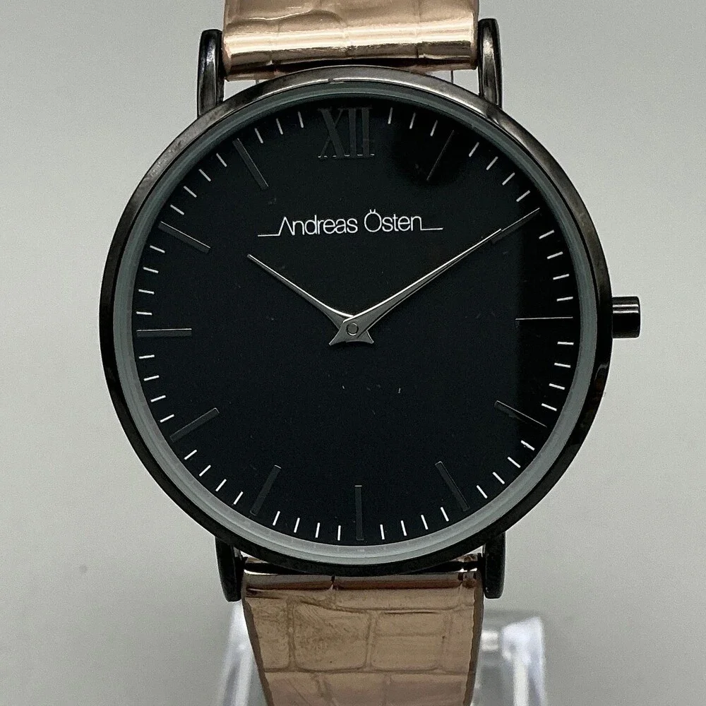 Andreas Östen Womens Watch 36mm Silver Tone Black Dial Minimalist New Battery